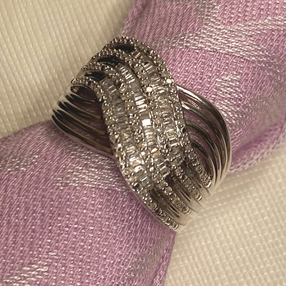 Sterling Silver and Diamond Swirl Ring